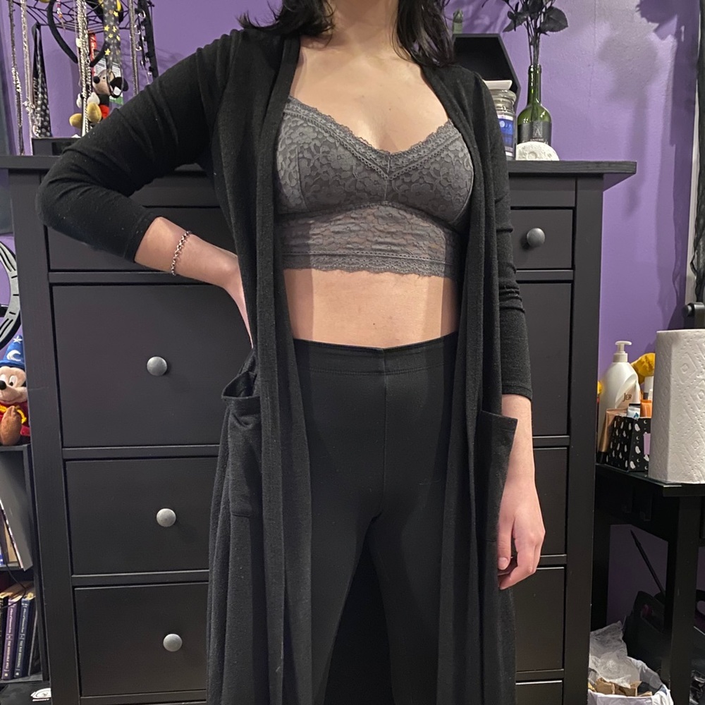 Long Black Cardigan with Pockets